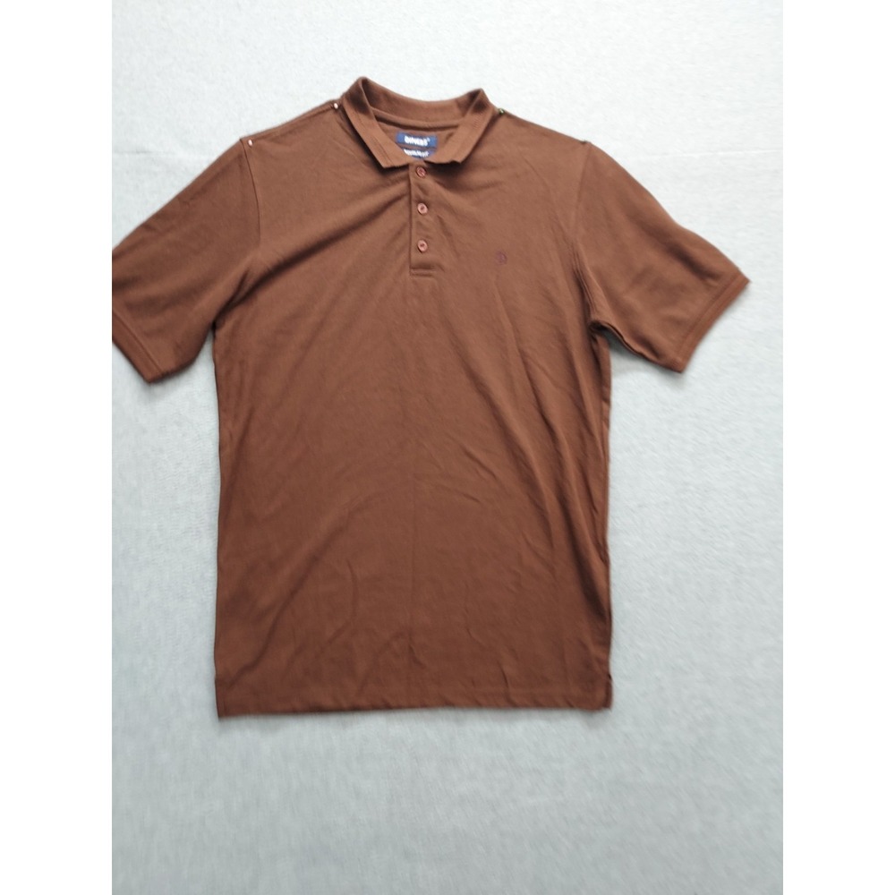 Diners Men Polo Shirt M Brown Button Front Short Sleeve Collared Comfort Casual